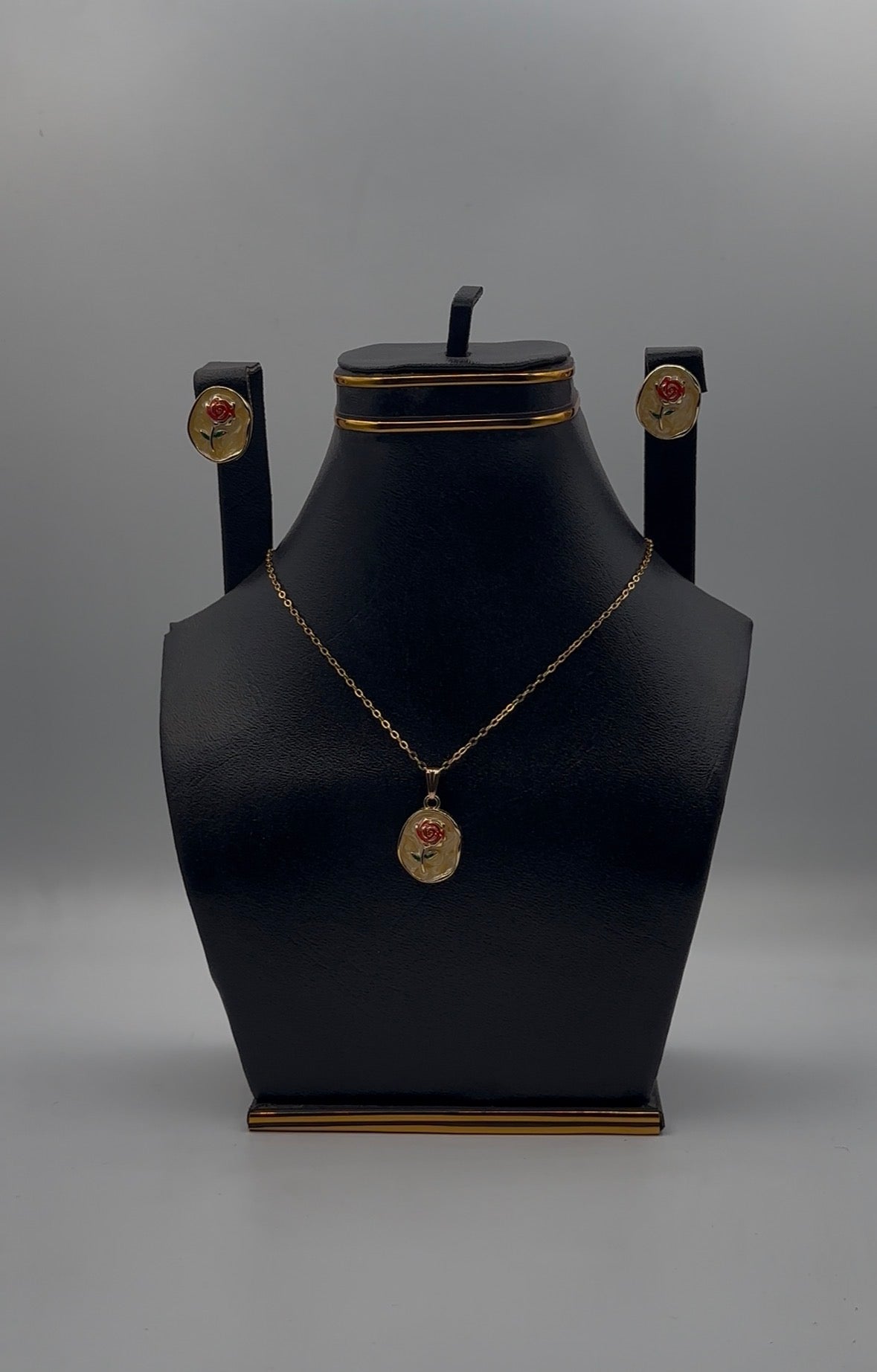 The Enamored Rose Pendant & Earring Set
