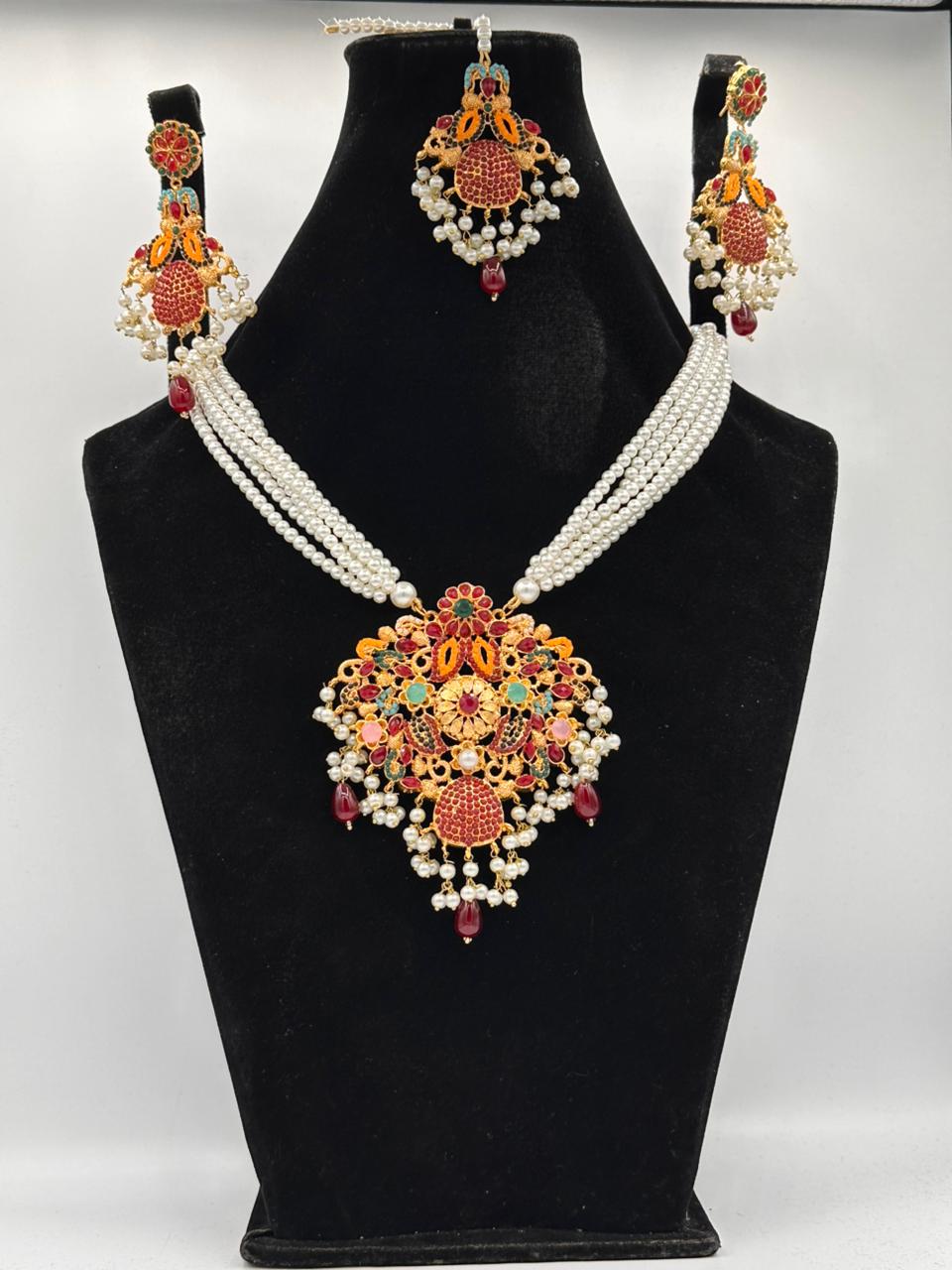 Imperial Jewel-Tone Choker Set with Emerald & Ruby Accents