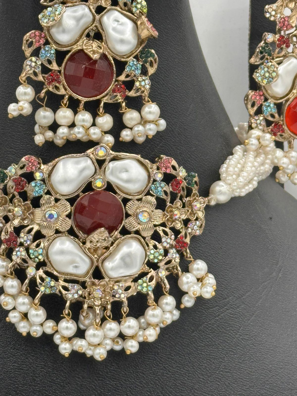 Traditional Ruby & Mother-of-Pearl Meenakari Bridal Set