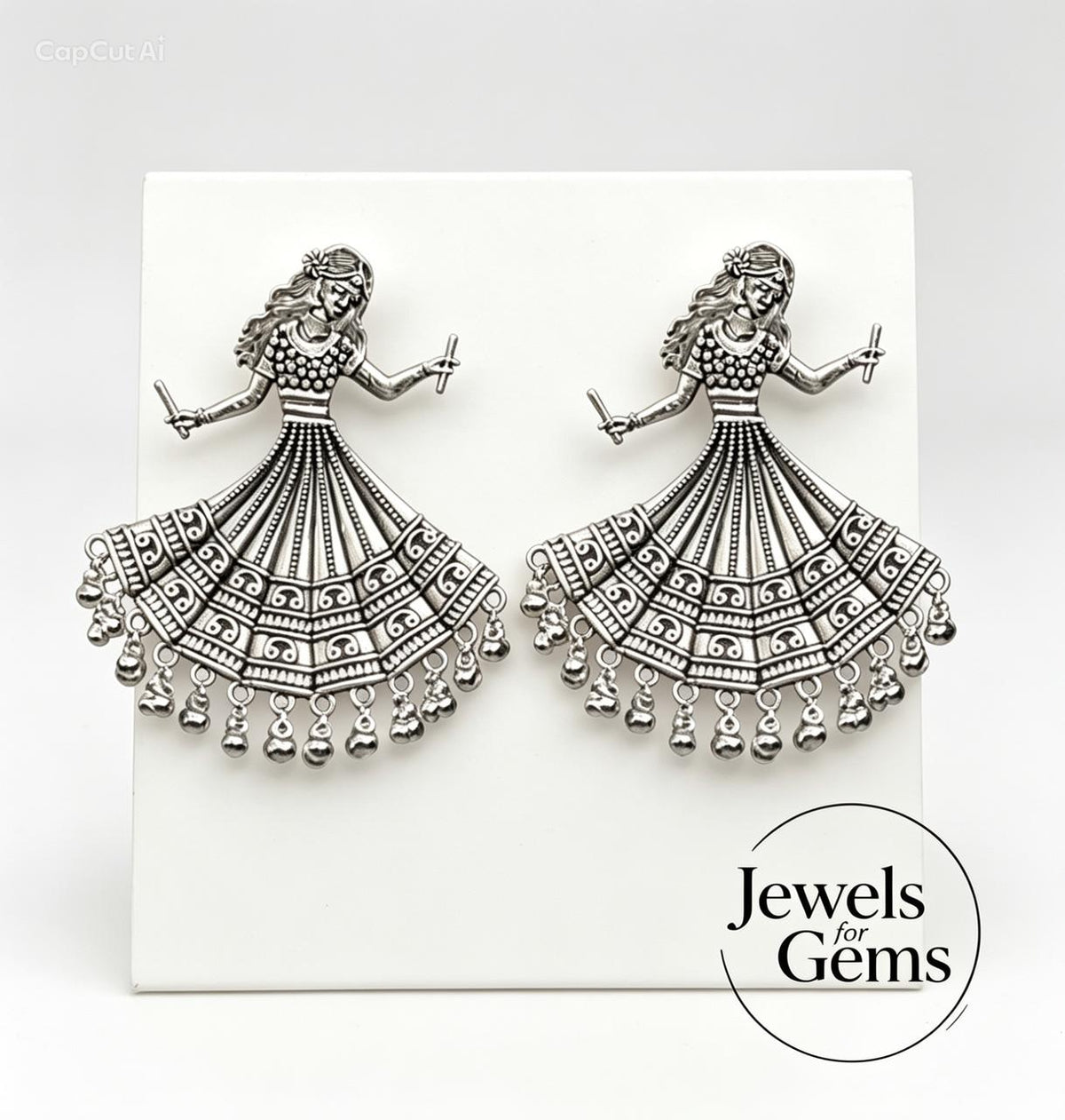 Dandiya Queen Oxidized Silver Earrings – Garba Dancer Ghungroo Drops