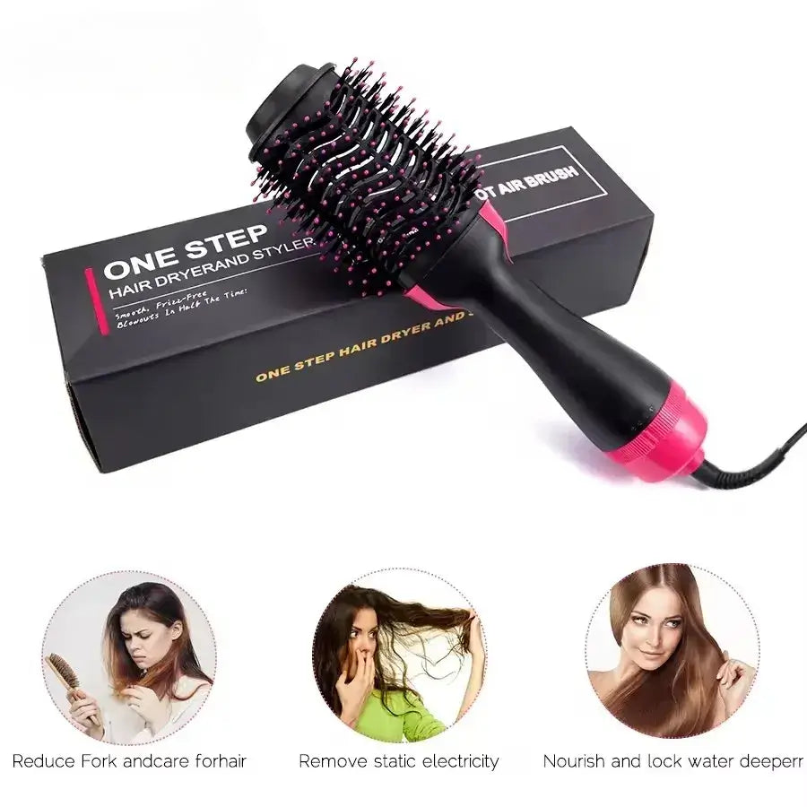 Hot Air Brush – 4-in-1 Hair Dryer, Straightener & Curler | Salon Styler in Pakistan