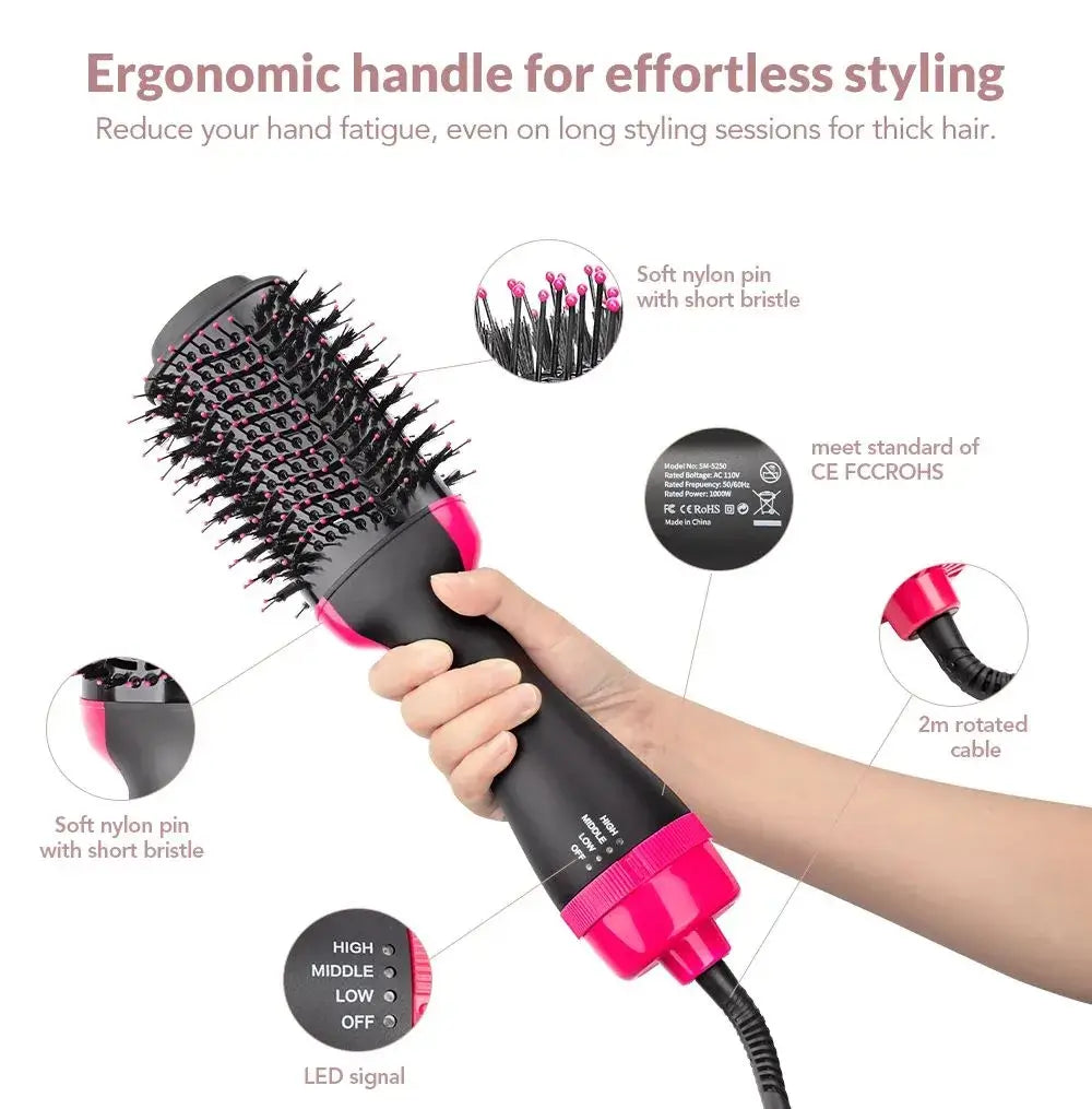 Hot Air Brush – 4-in-1 Hair Dryer, Straightener & Curler | Salon Styler in Pakistan
