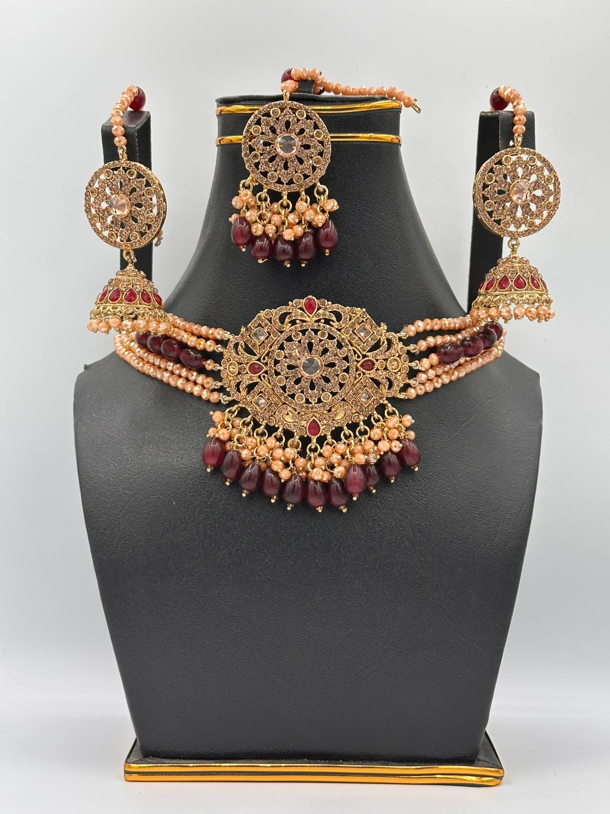 Antique Rose Gold Mandala Choker Set
