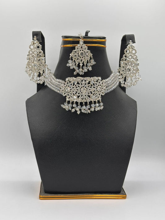 Symmetrical Silver Filigree Choker Set
